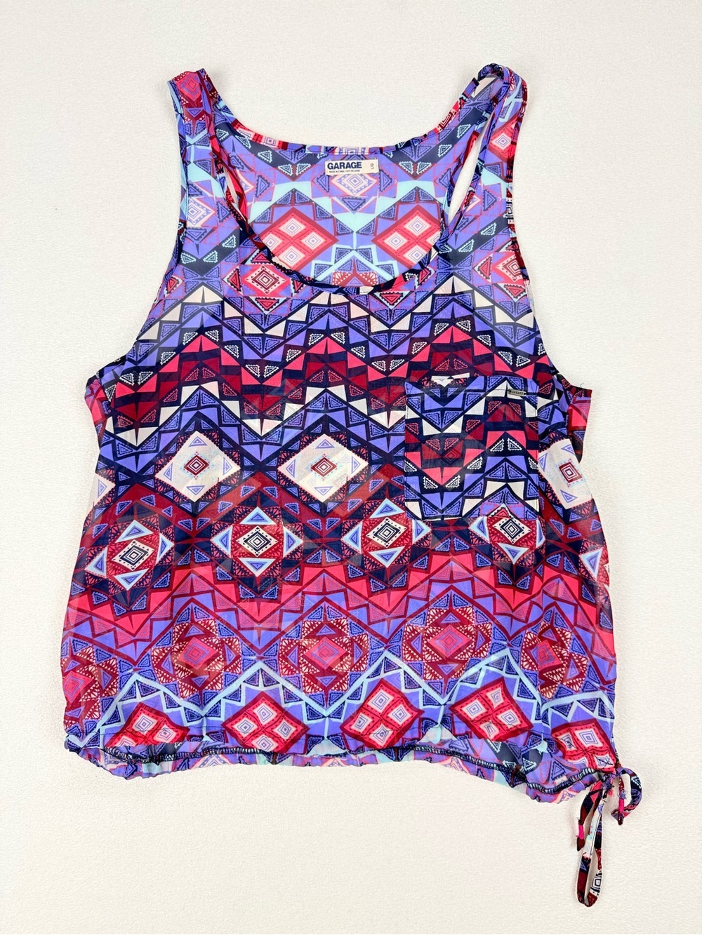 Garage Geometric Print Tank Top Racerback Boho Festival Aztec Size Large